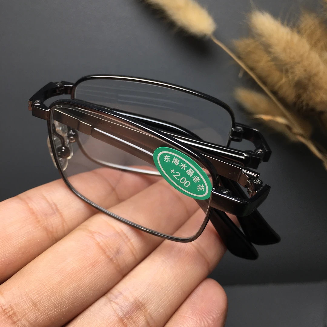 折叠款水晶石头老花眼镜男女通款老光镜 高清养眼护目