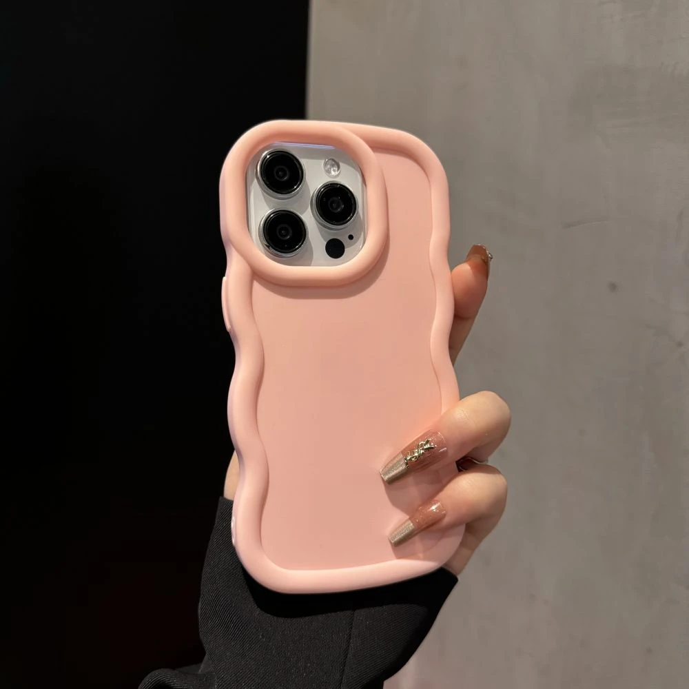 纯色波浪肤感适用苹果15promax手机壳简约iPhone14女款13防摔12软