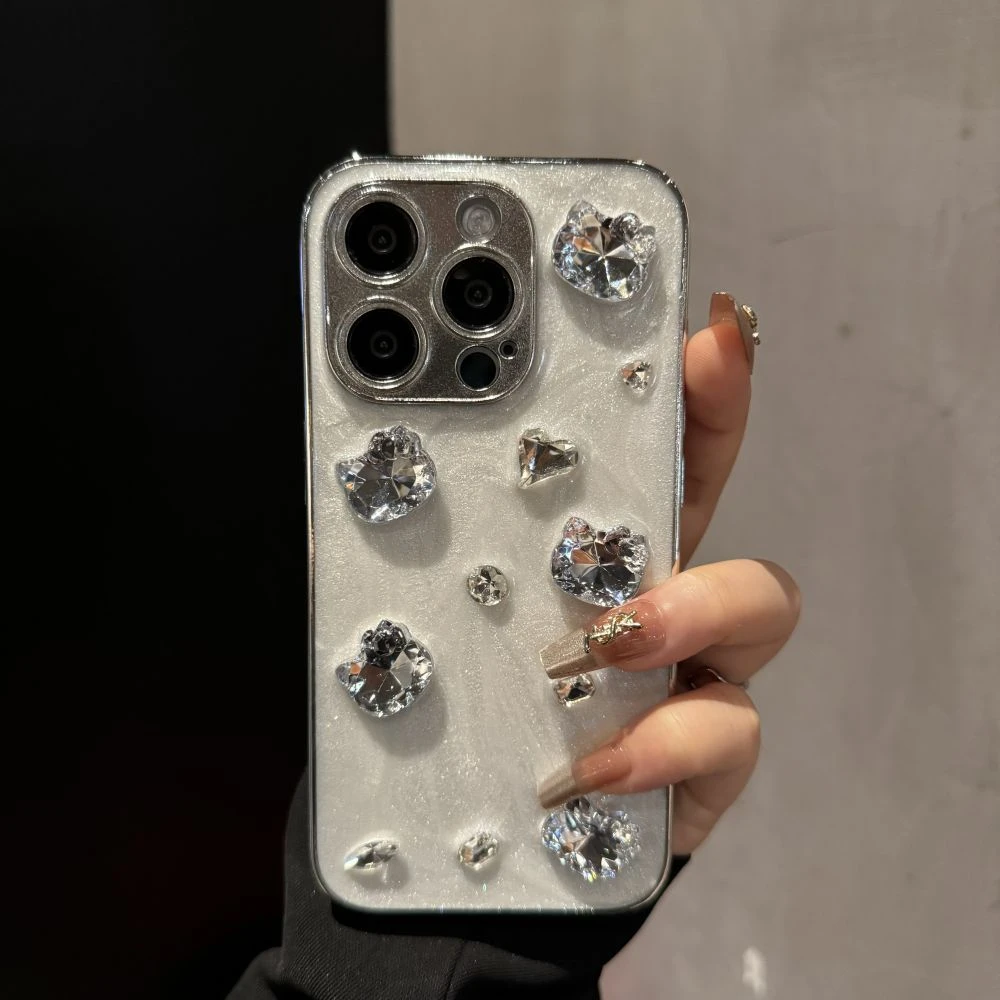可爱立体kitty猫适用苹果16promax手机壳网红iPhone15电镀14/13潮