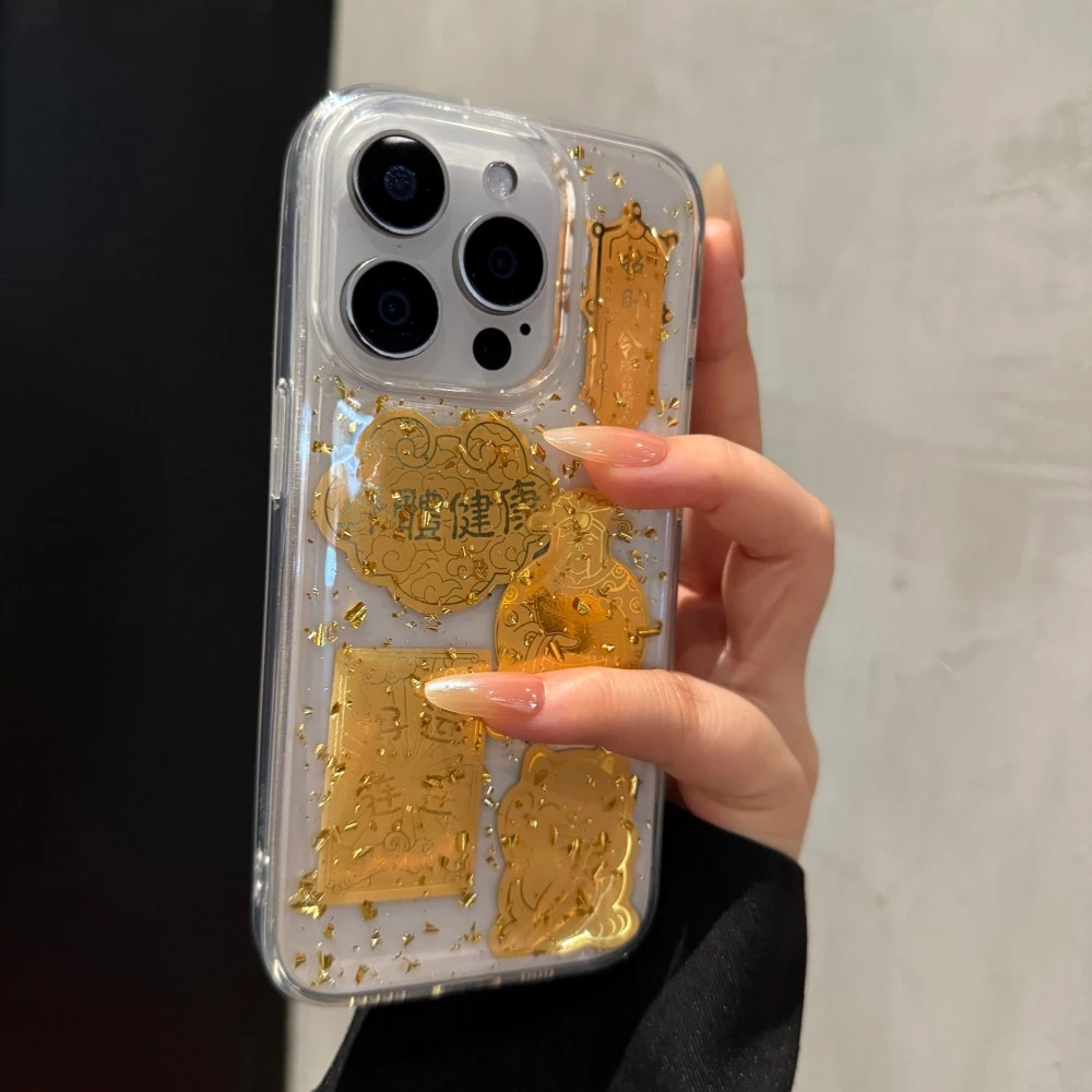 创意好运文字适用苹果16promax手机壳轻奢iPhone15滴胶14时尚13女