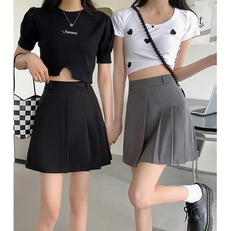 胖妹妹大码灰色百褶短裙不规则小众梨形身材秋冬2025新款半身裙女