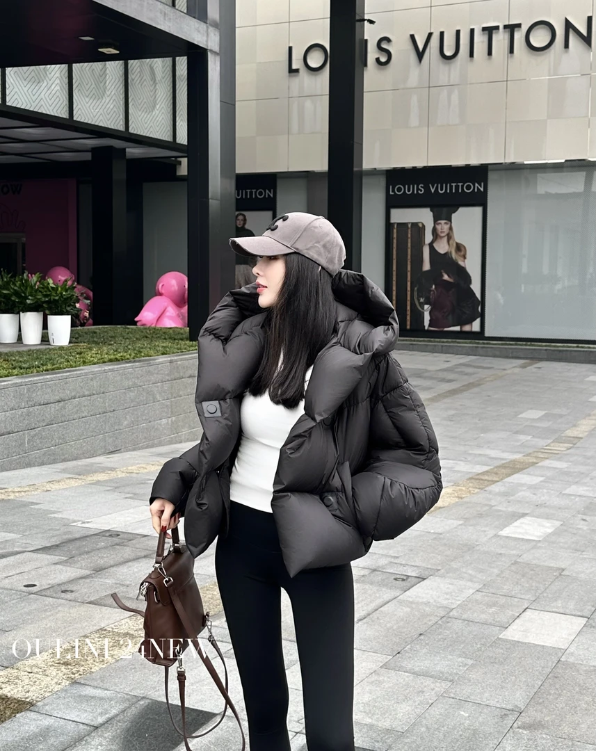 2025冬季新款时尚简约设计师短款白鸭绒羽绒服加厚外套女休闲7088