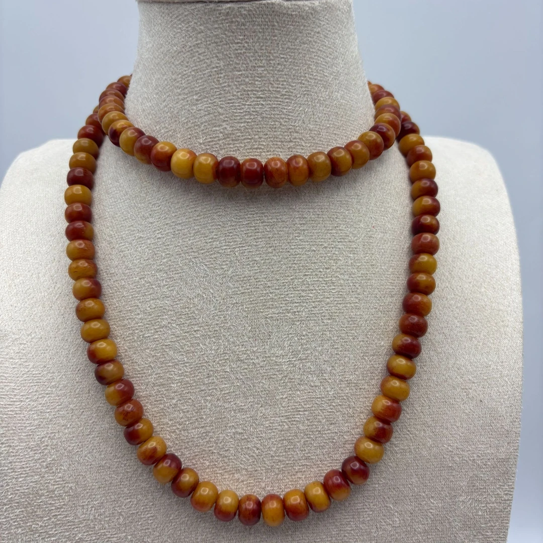 非金属珐琅吊坠 棕色老料苹果珠1.0mi 毛衣链 C87