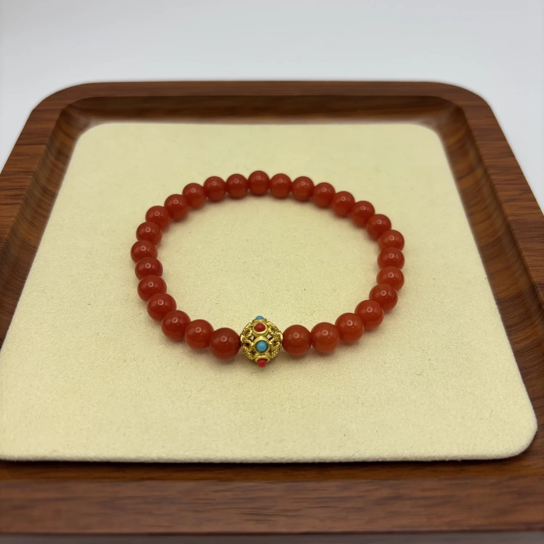 非金属珐琅手链 N红色小珠带配饰手串 E110