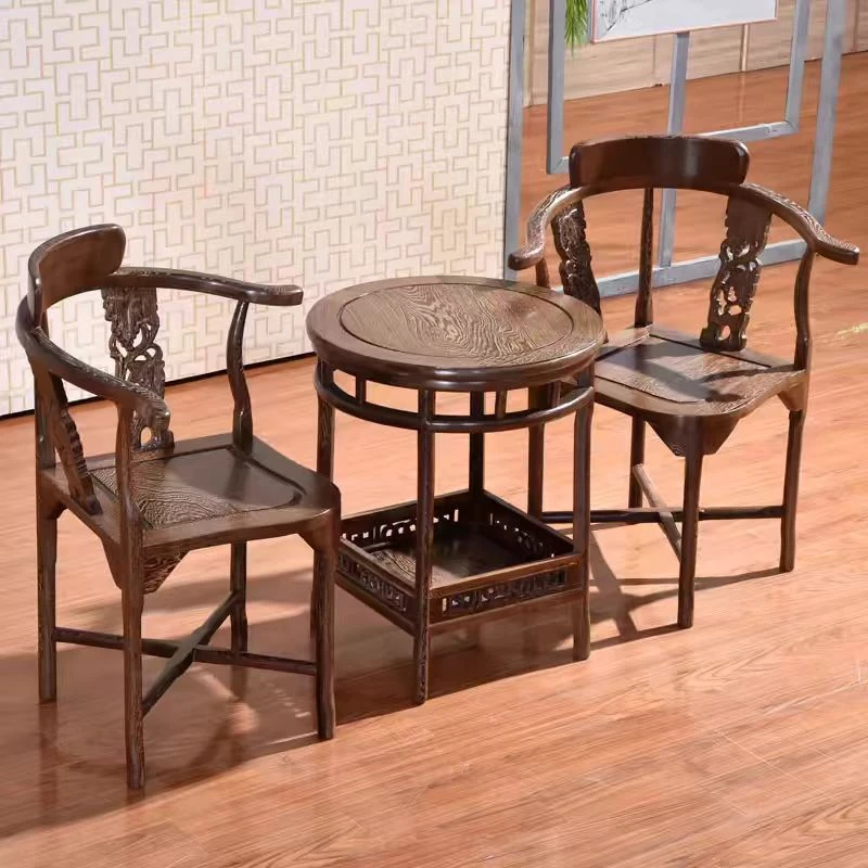 【富奕家具】情人椅中式休闲太师椅茶几组合圆几阳台