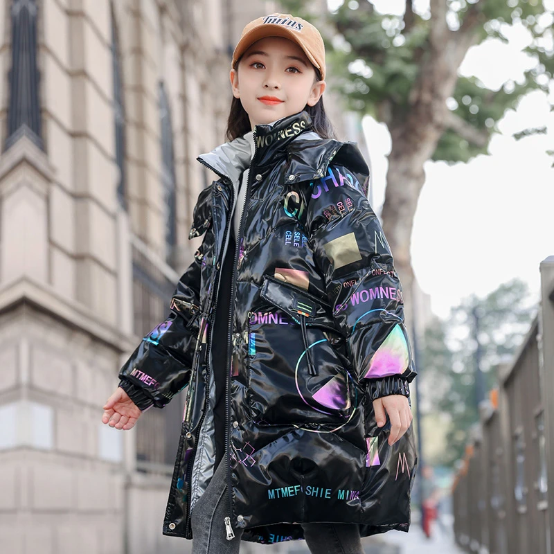 2023新款女童羽绒服中长款韩版洋气五防免洗加厚保暖中大童外套潮