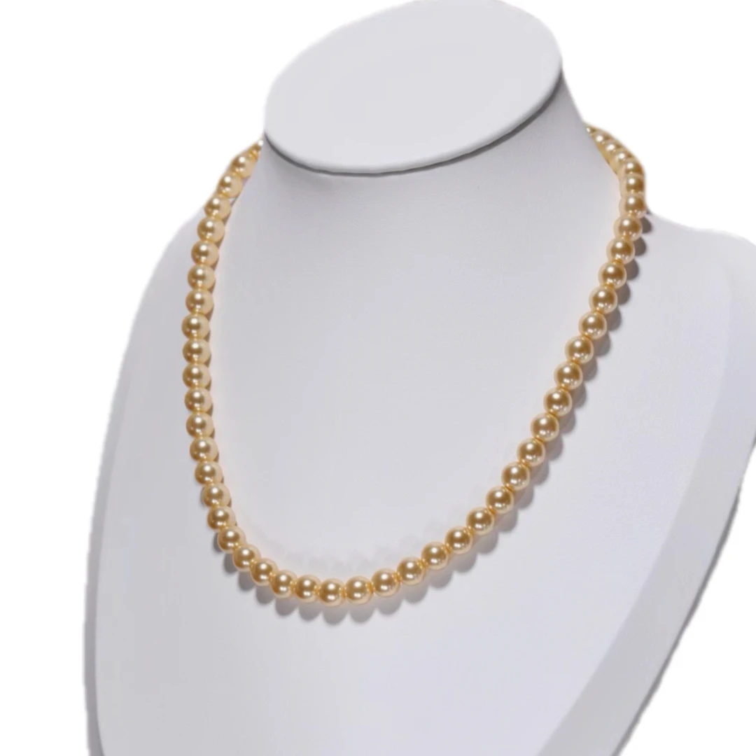 非金属项链 金色正圆施家珠925扣 气质 时尚百搭女士法式经典素款