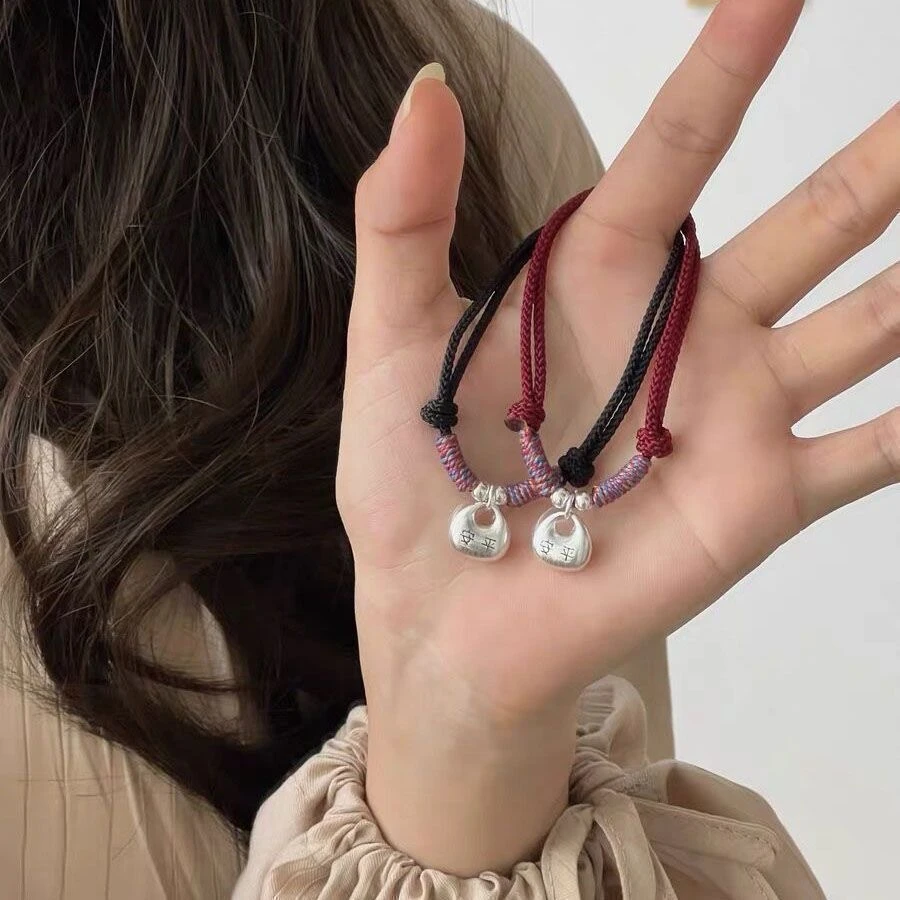 铜合金手链 【FZ271】两个平安小胖福袋红绳手链情侣男女生实心手链