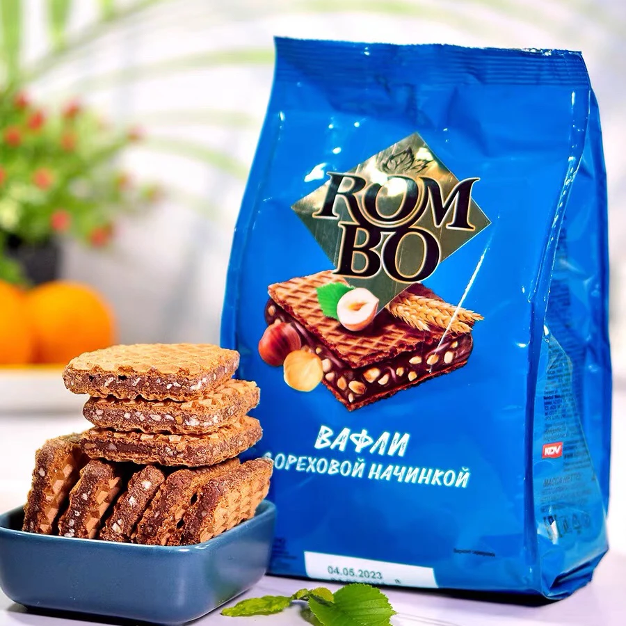俄罗斯威化进口榛子夹心威化饼干KDV牌坚果夹心饼休闲零食品200克