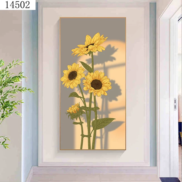 向日葵北欧玄关自粘画客厅光影现代走廊简约过道贴画入户花卉贴画