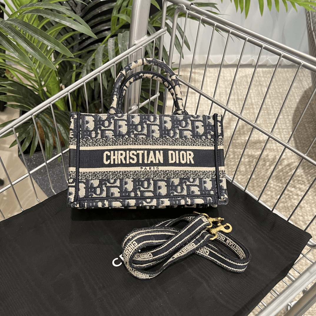 99新 DIOR/迪奥 迪奥mini老花托特/8475130时尚女士手提单肩包