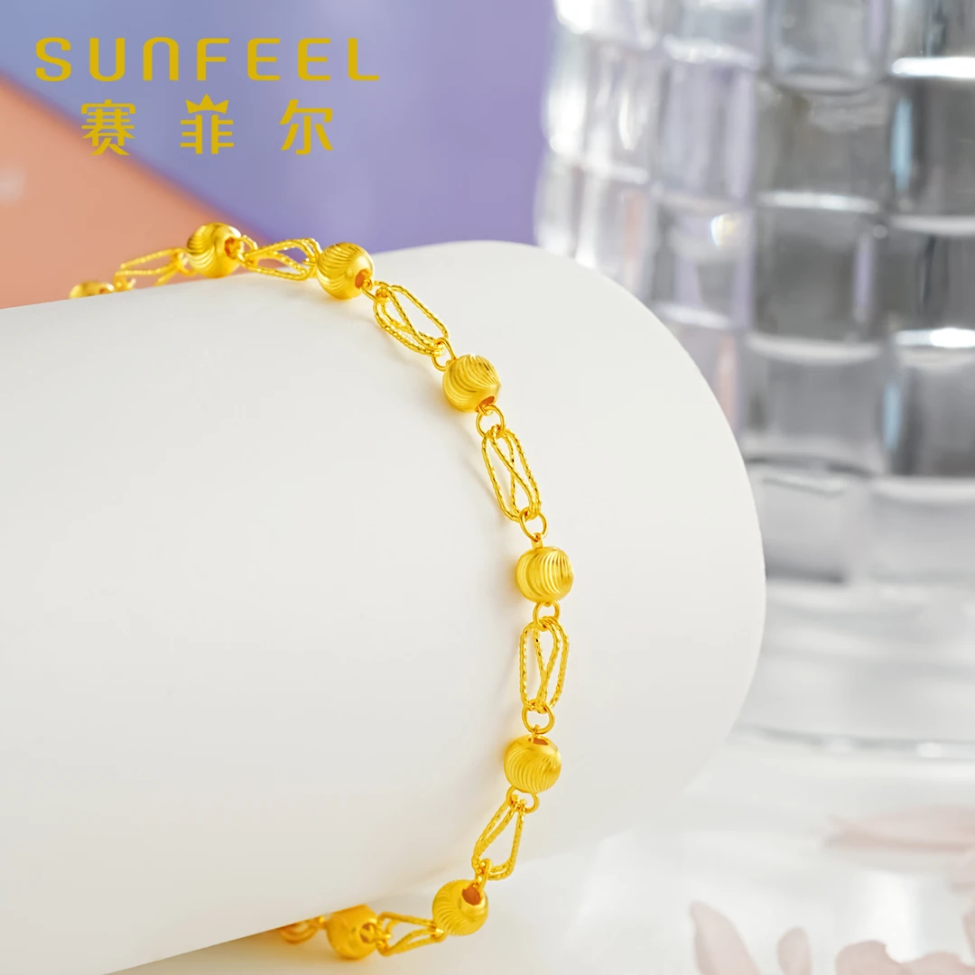 赛菲尔万足®猫眼珠花丝黄金手链HS27050486