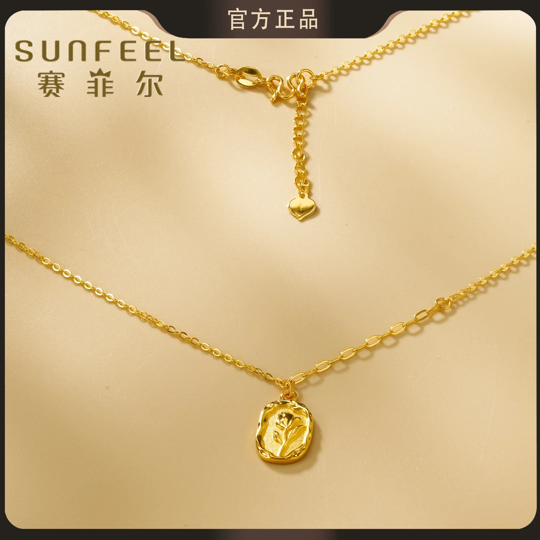 【赛菲尔5G精品】足金999玫瑰的故事复古黄金套链 5GTS0420006