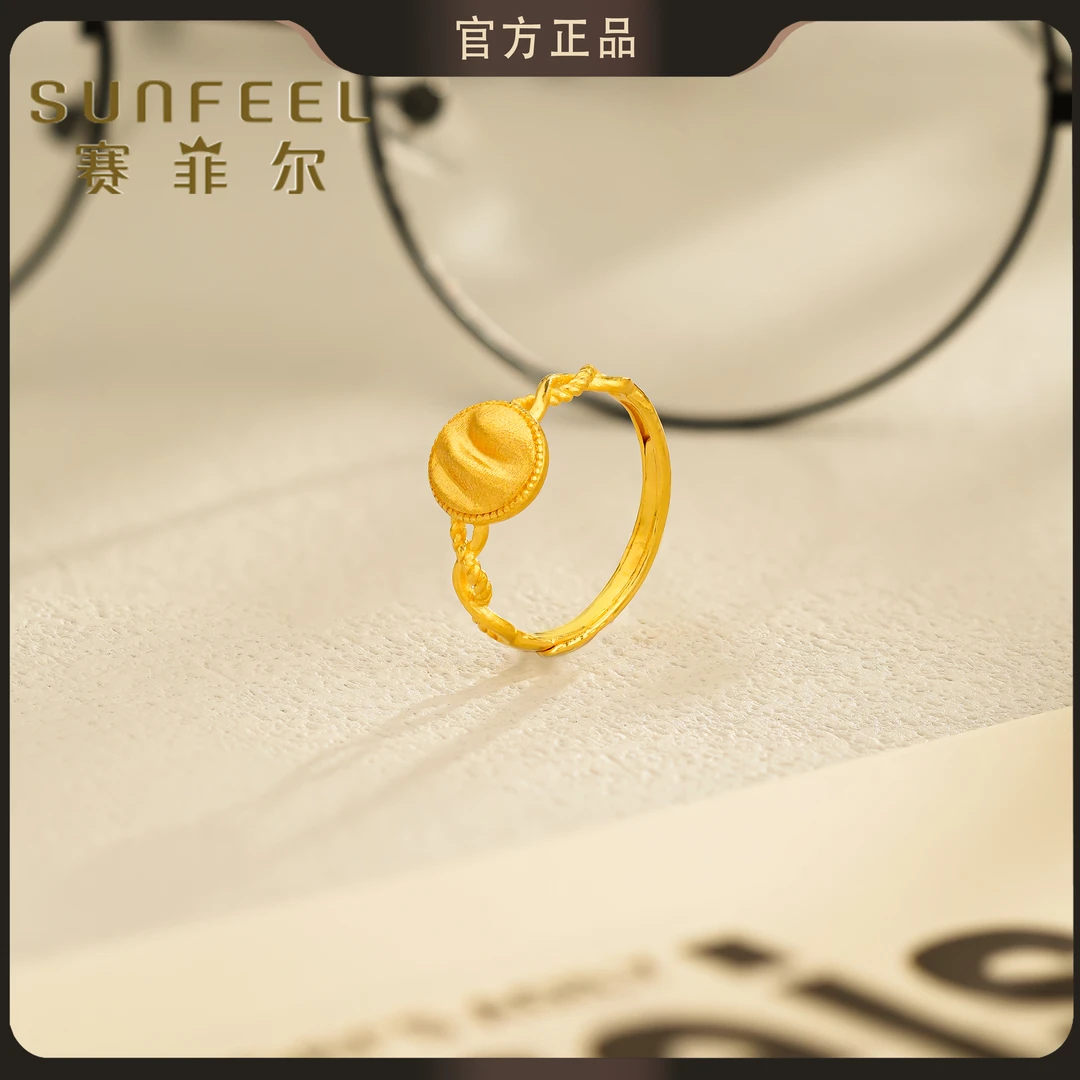 赛菲尔万足®足金流金岁月黄金戒指杭州四季青上新HJ20051811