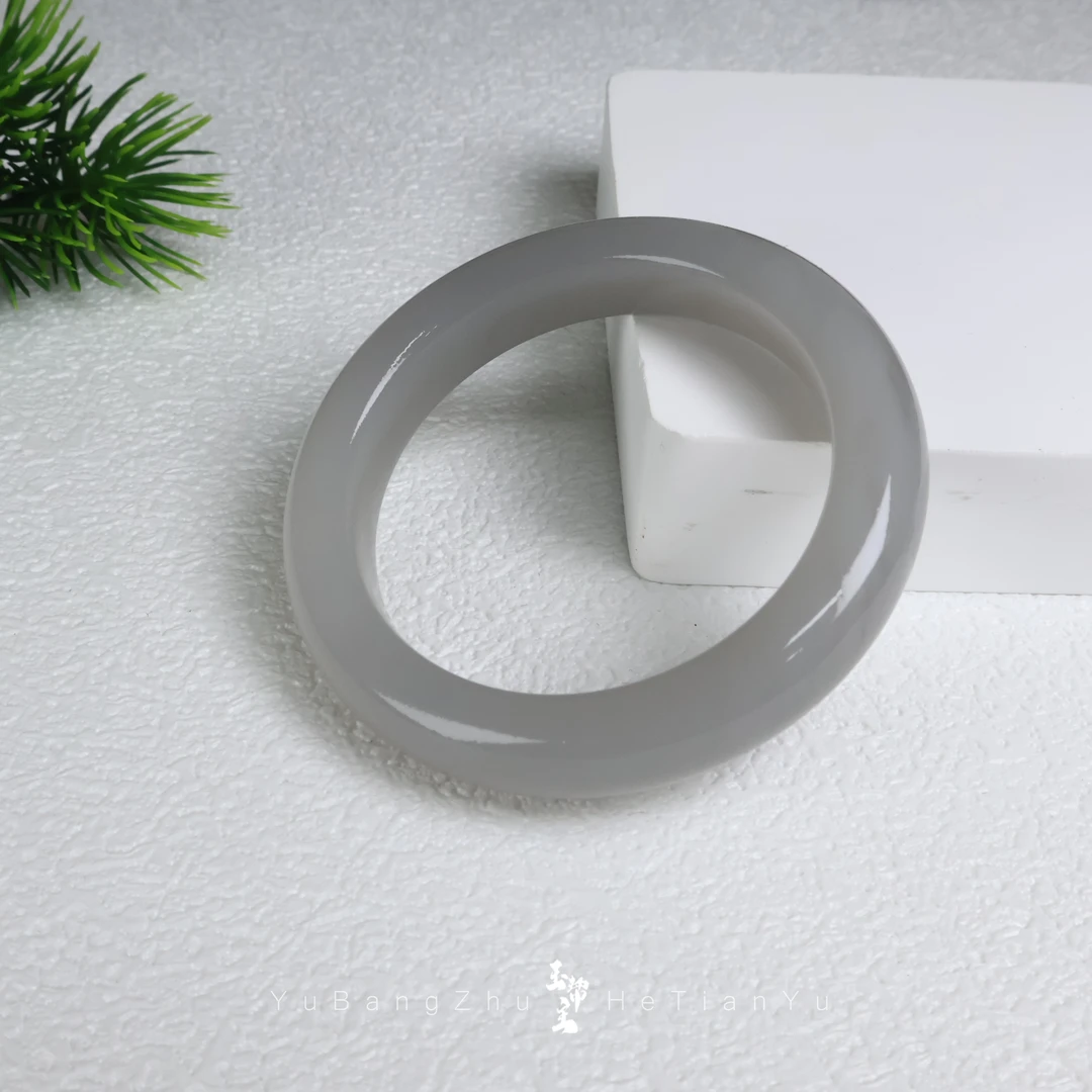 玉帮主【烟冰】玉佛和田玉高冰浅烟紫美人正宗上等玉手镯时尚冰透