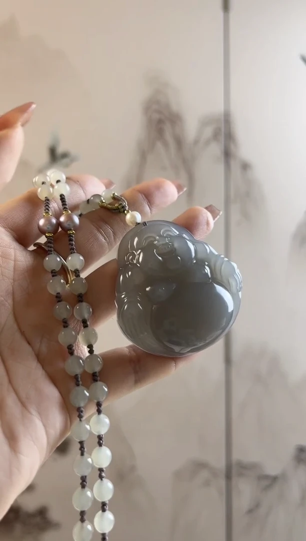 【闪购商品】和田玉吊坠(赠链)未镶嵌烟紫大佛公（颜色以直播间为准）
