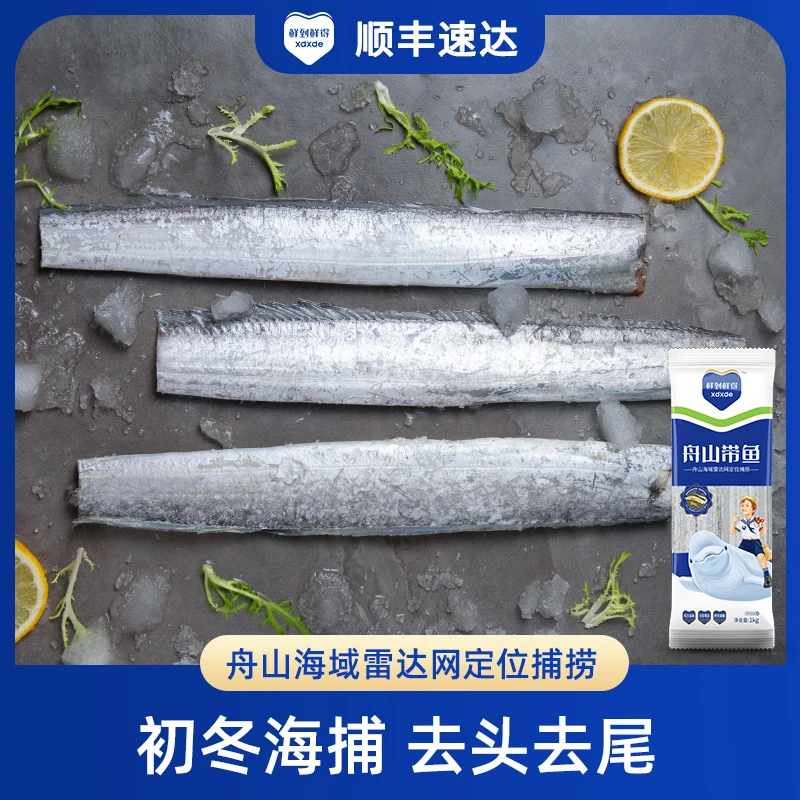 鲜到鲜得舟山带鱼1kg*3去头去尾新鲜冷冻雷达网捕 舟山小眼带鱼