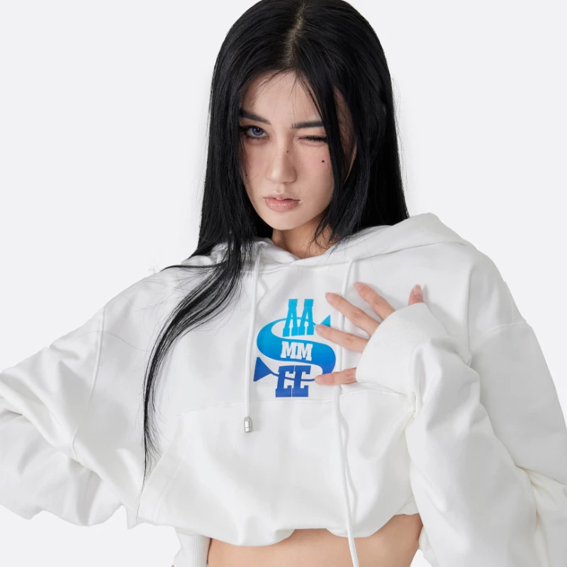 SAMEASME辣妹小众设计感短款卫衣2023新款女秋季运动休闲套装