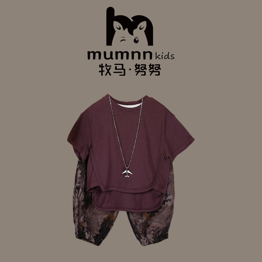 【XT0262】2024夏季新款儿童中性风时尚洋气休闲T恤