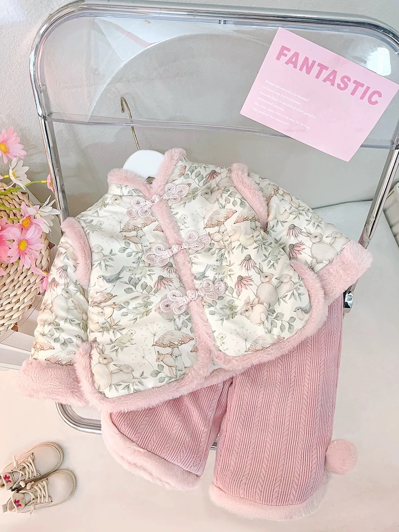 【XY0062】2024秋冬款儿童冬季新款双倍加棉加厚棉服套装