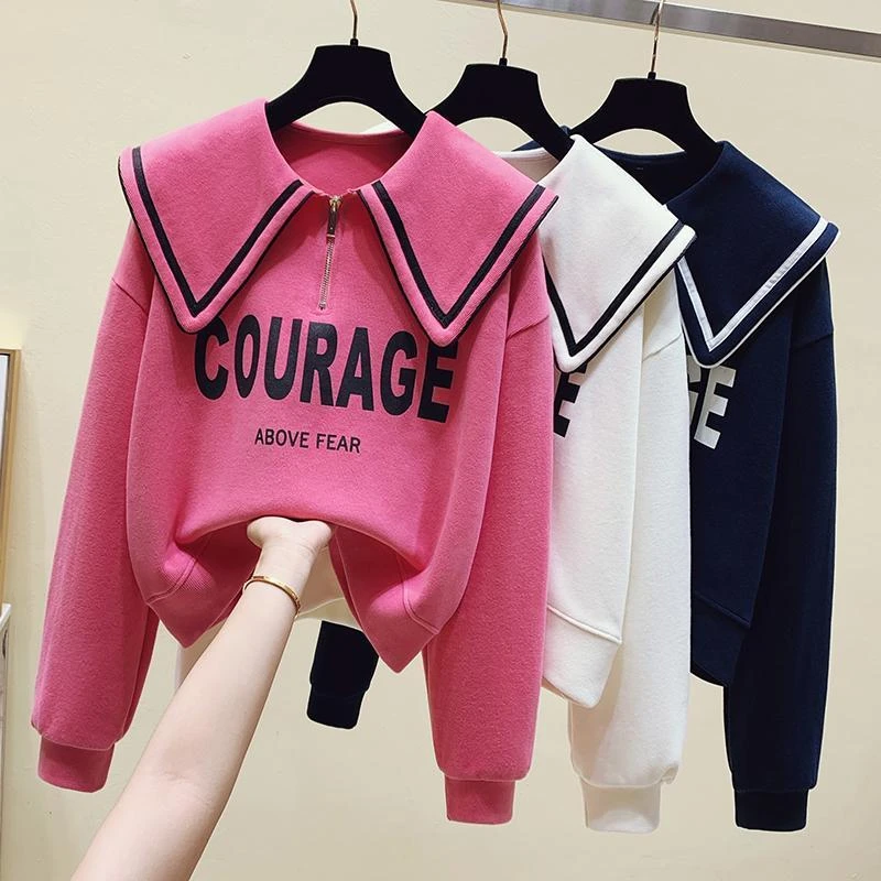 女童卫衣2024新款网红洋气学院海军风中大儿童女孩长袖上衣