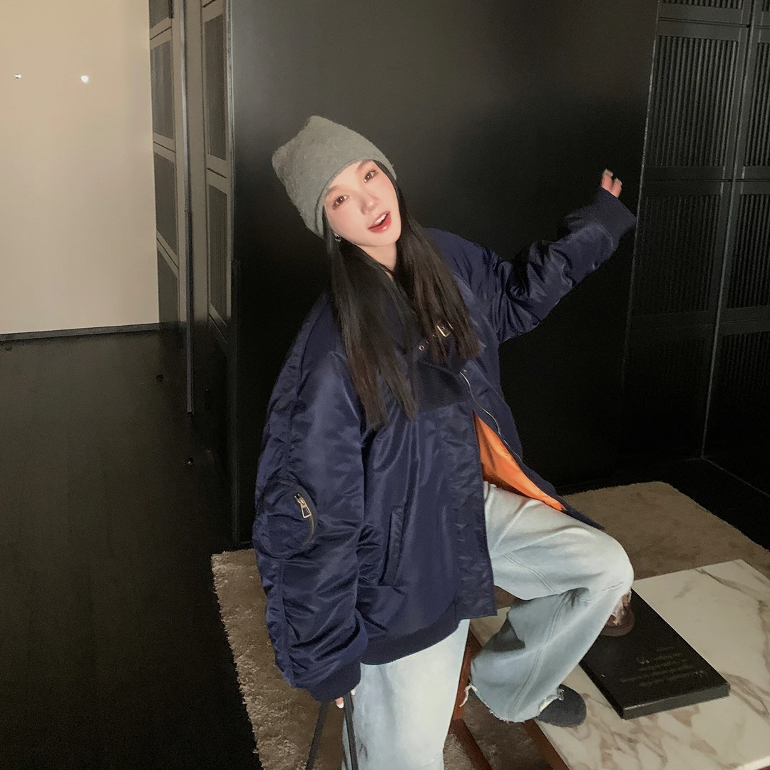 区区欧阳私服！Loew*暖暖棒球服针织拼接棉服女冬季休闲宽松复古设