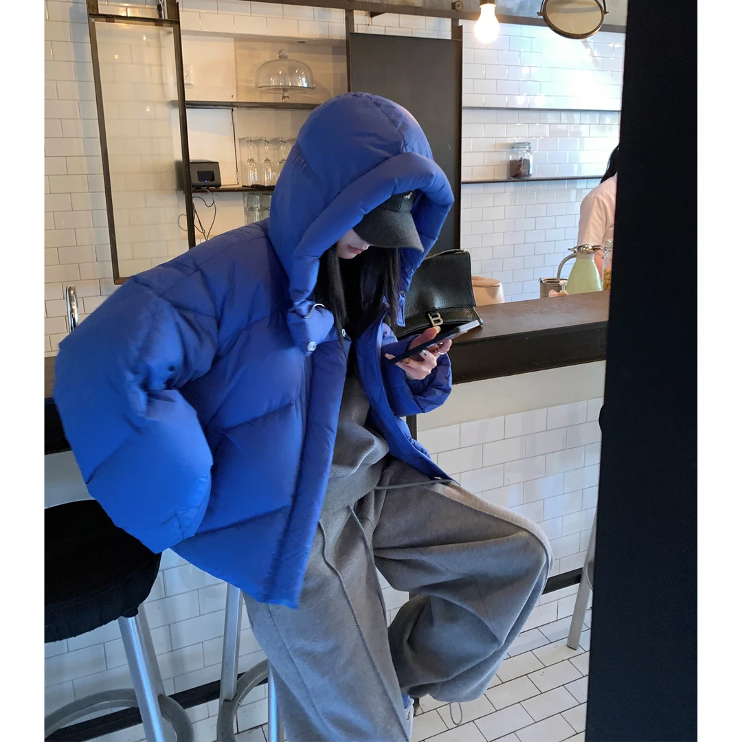 区区欧阳90白鸭绒连帽羽绒服女冬季加厚保暖小个子短款面包服外套