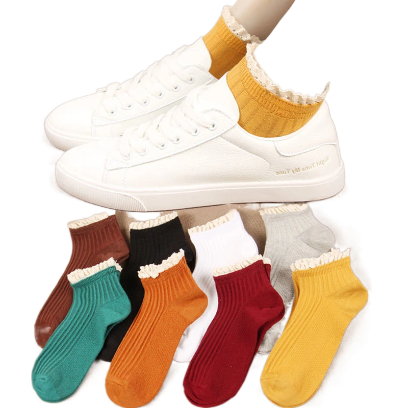袜子女秋冬季短袜韩版日系女袜春夏季短袜船袜潮流花边袜个性ins