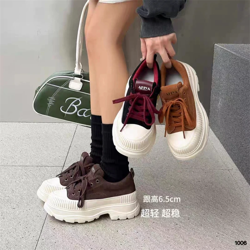 迪否厚底增高休闲鞋女加绒加厚2024新款秋冬鞋子百搭松糕鞋X057