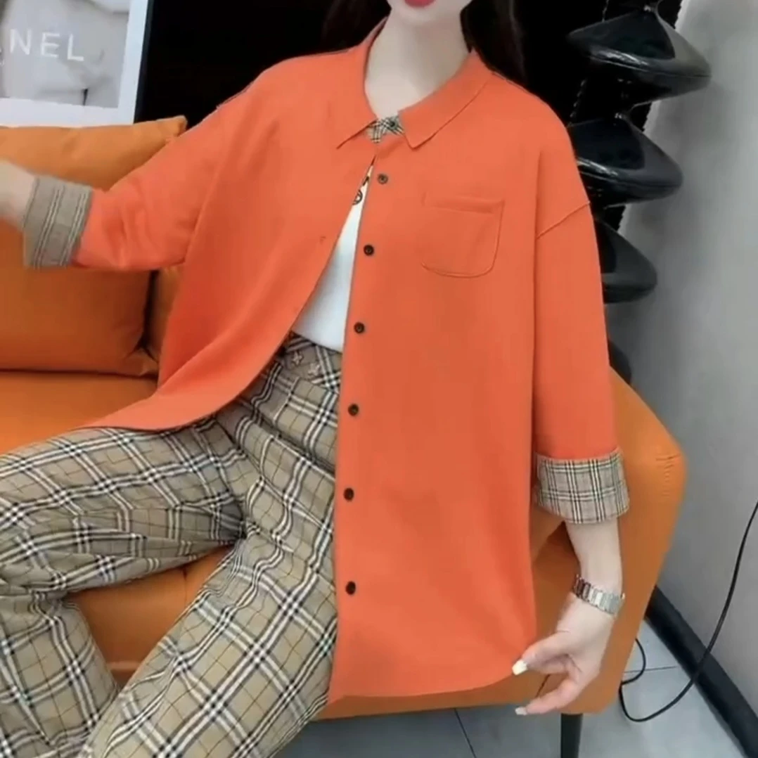 显瘦气质时尚休闲百搭宽松减龄翻领短款春季上衣女外套洋气