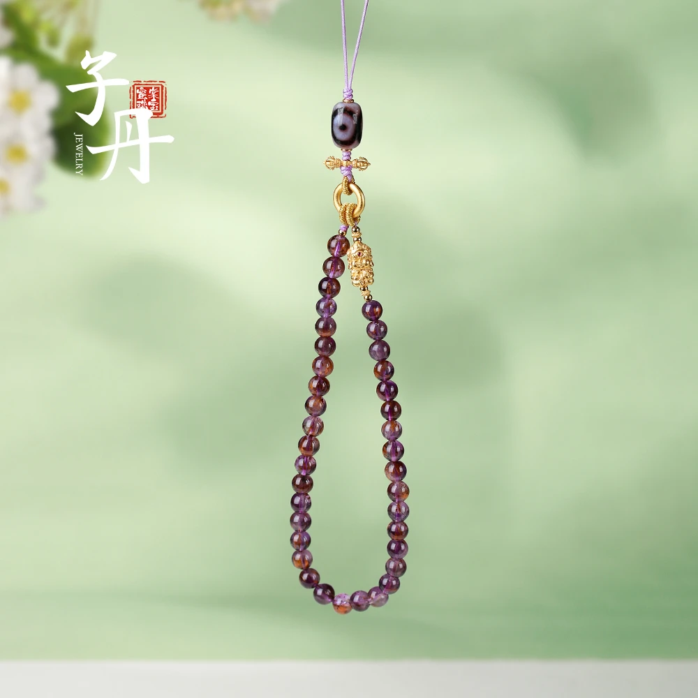 【子丹水 晶】 紫钛DIY挂饰/熊猫三眼B4-111