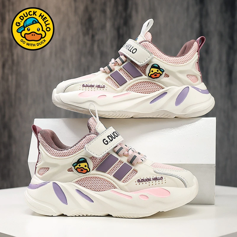 小黄鸭女童鞋春秋运动鞋2024新款儿童休闲软底透气跑步鞋小童鞋子