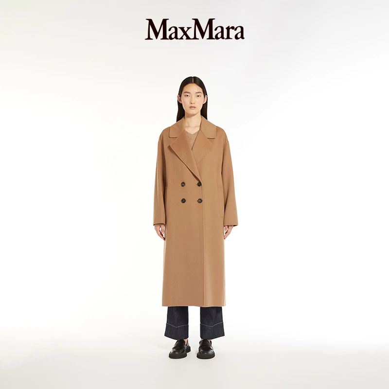 MaxMara 女装直筒双排扣中长款羊毛大衣9011014106