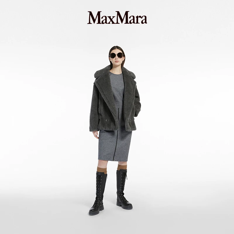 下架+退仓 MaxMara 女装羊驼毛混纺泰迪熊短款外套1086012306
