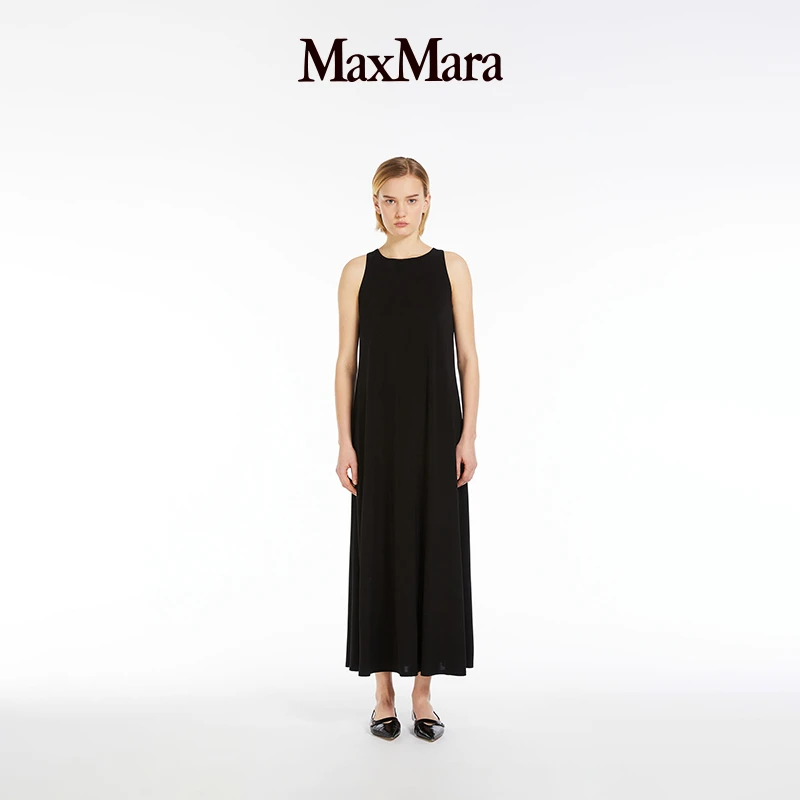 MaxMara 女装黑色宽松长款纯色无袖A字裙6621124806