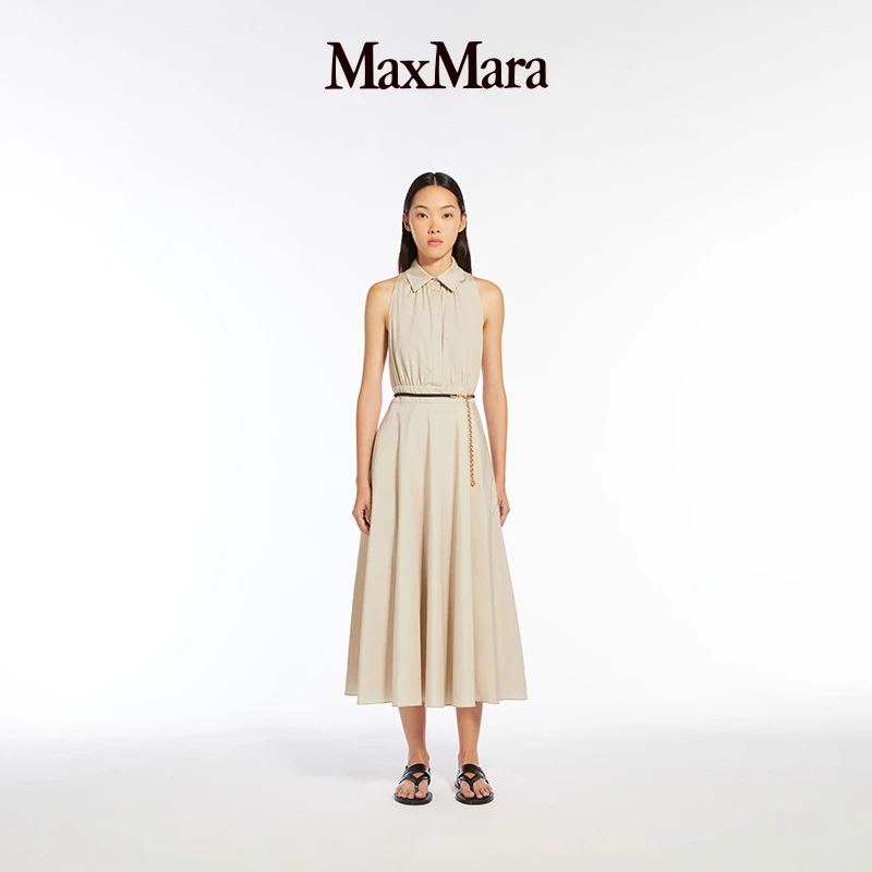 MaxMara 女装棉府绸无袖收腰修身连衣裙6221114206