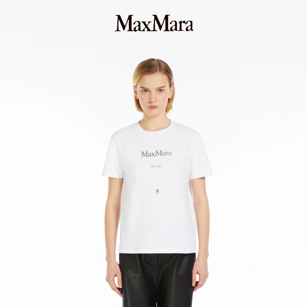 MaxMara 女装圆领棉质徽标印花夏季T恤9971014106