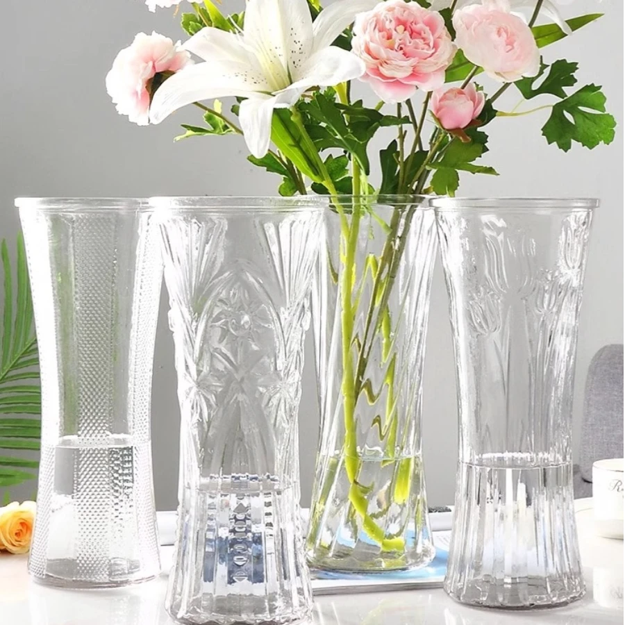 创意大号透明圆口玻璃花瓶水养富贵竹百合鲜花插花瓶家用客厅摆件