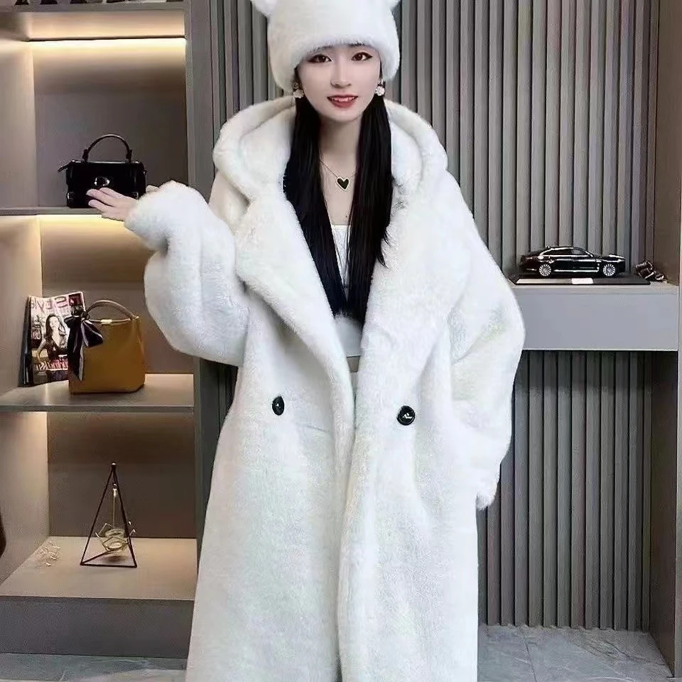 宽松时尚连帽保暖气质加厚毛毛外套398-2  XIU