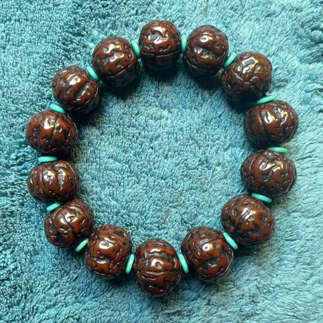 藏传老金刚菩提单圈手串盘龙纹