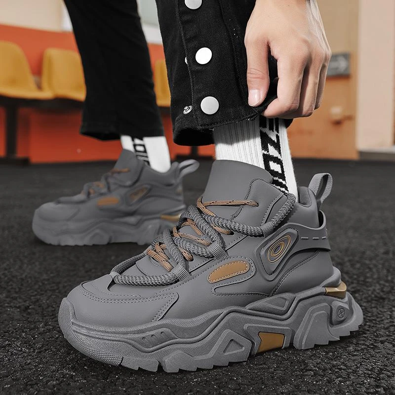 男鞋2024新款小白鞋内增高1210高帮板鞋厚底男士休闲运动老爹鞋