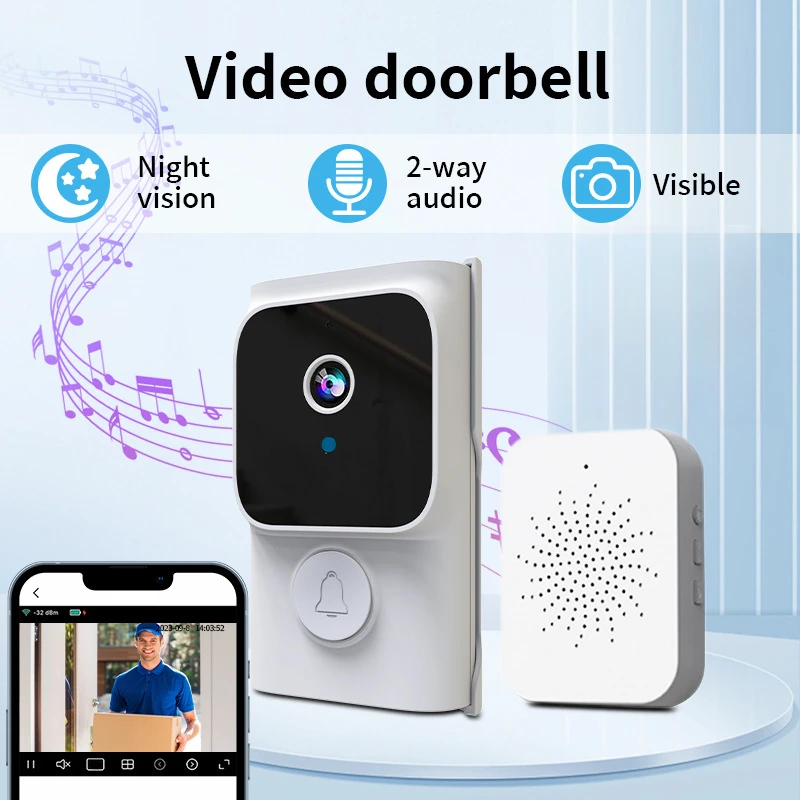 【高货品质】家用智能防盗可视门铃电子猫眼充电大音量免打孔