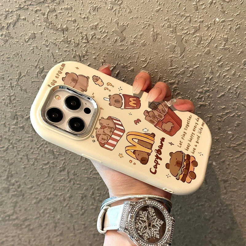 水豚金属框苹果华为荣耀vivo小米oppo手机壳卡通iPhone15