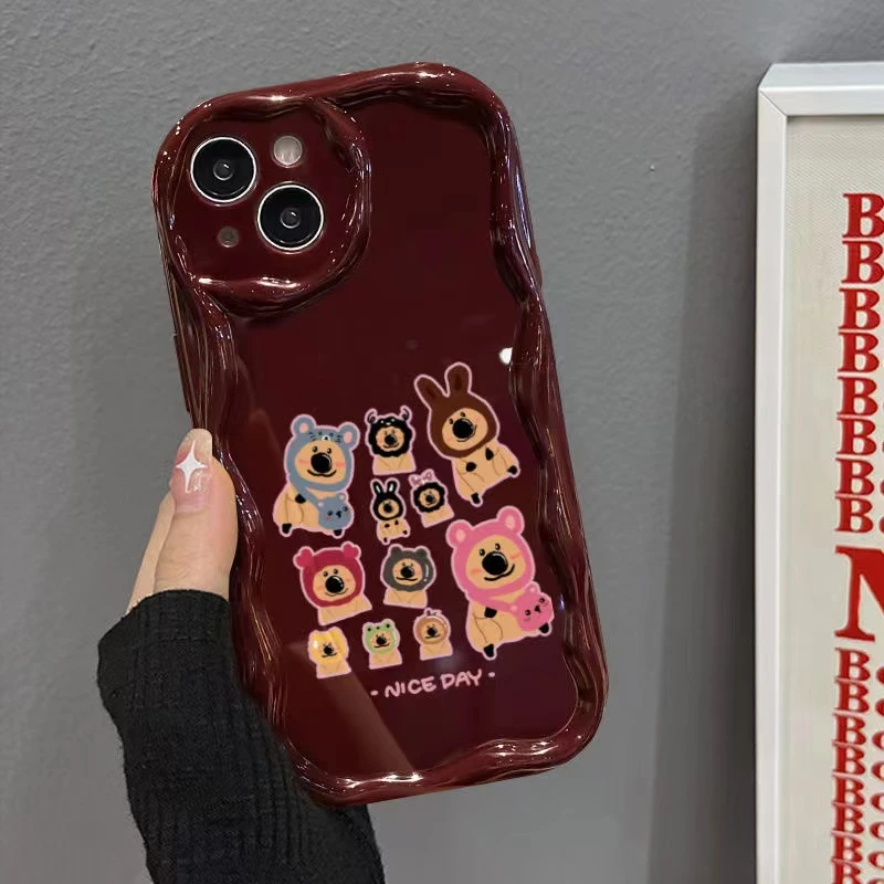 套挎包小熊奶油纹适用于苹果iPhone/华为/荣耀手机壳卡通女