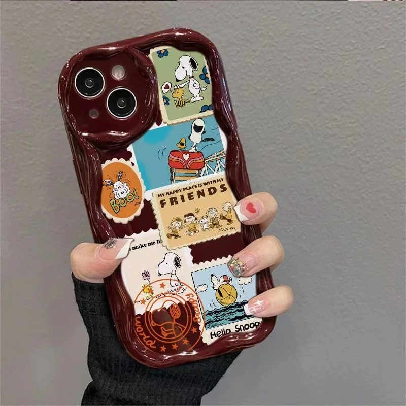 比邮票标签奶油纹适用于苹果iPhone/华为/荣耀手机壳卡通女