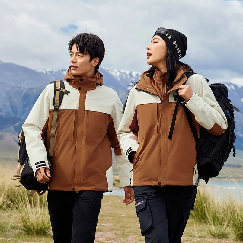 冲锋衣情侣款户外银狐绒内胆三合一冲锋衣休闲防风加厚外套