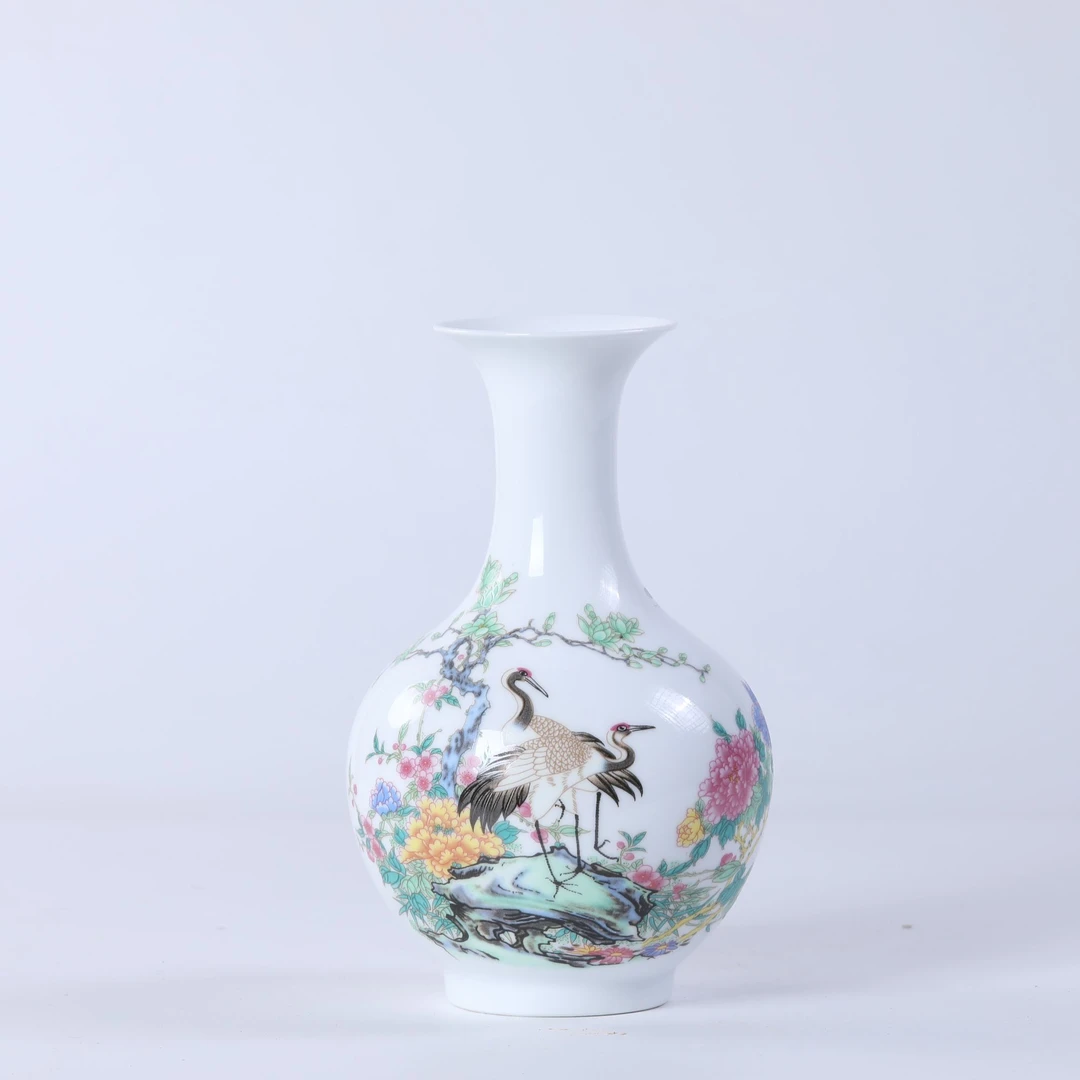 景德镇松鹤迎春小赏瓶