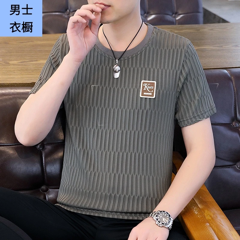 修身速干宽松半袖休闲POLO衫男高端高档情侣T恤冰丝新款夏季短袖