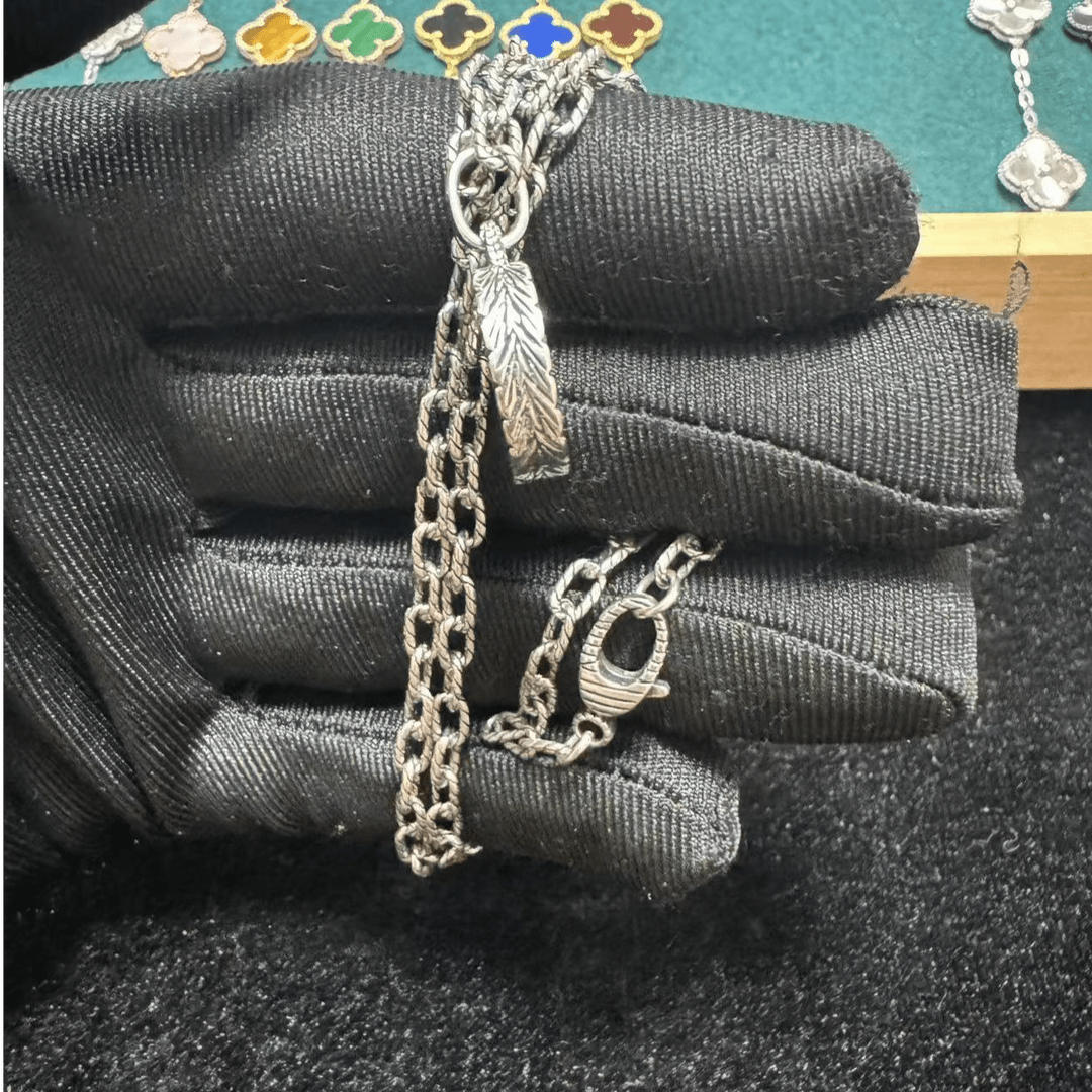 坠链均925银 古家齿轮925银项链 中古手工经典时尚