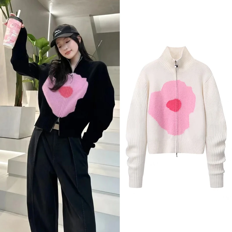 K1102针织衫2025春季新款造型袖设计感毛衣外穿长袖针织开衫女